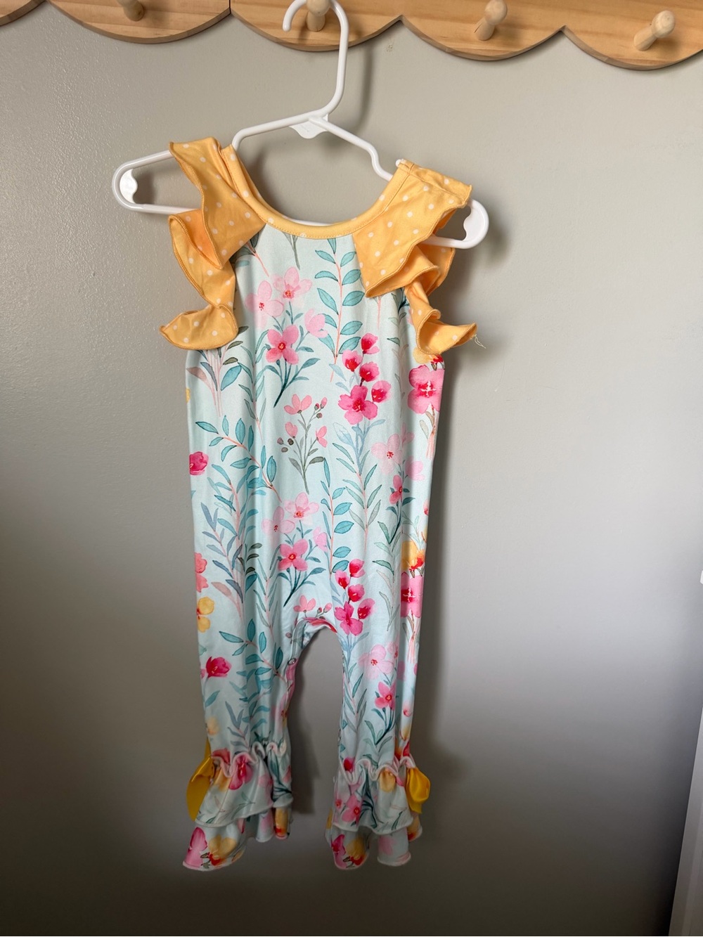 Dash of Glitter Girls 6-12M Floral Knit Romper Sleeveless Ruffle Bow Snap